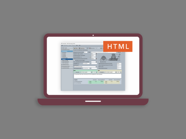Keilwellenberechnung im HTML-Format