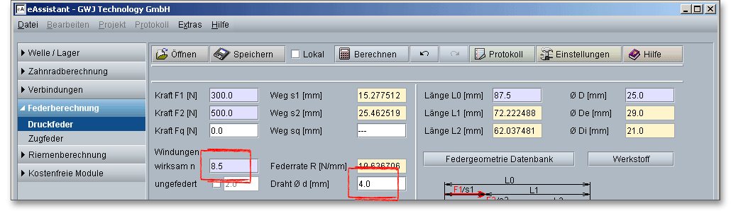 GWJ eAssistant: Ressorts de compression selon la norme DIN EN 13906-1,  Edition 2002